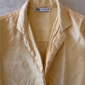Zara Butter Yellow Linen Shirt and Shorts